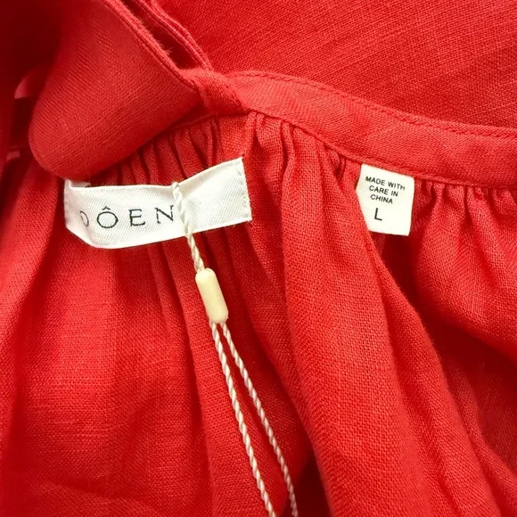 NWT DÔEN Nevita Linen Belted Midi Dress in Scarlett Size L - Picture 12 of 16